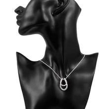 Load image into Gallery viewer, 925 Sterling Silver and Crystal Double Horseshoe Pendant Necklace