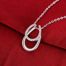 Load image into Gallery viewer, 925 Sterling Silver and Crystal Double Horseshoe Pendant Necklace