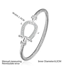 Load image into Gallery viewer, Premium Rose-Gold and Silver Horseshoe Bangle
