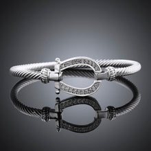Load image into Gallery viewer, Premium Rose-Gold and Silver Horseshoe Bangle
