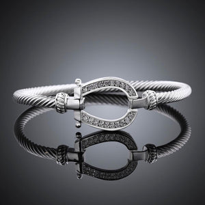 Premium Rose-Gold and Silver Horseshoe Bangle