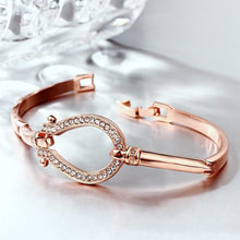 Load image into Gallery viewer, Premium Rose-Gold and Silver Horseshoe Bangle
