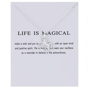 Life Is Magical Unicorn Horse Necklace